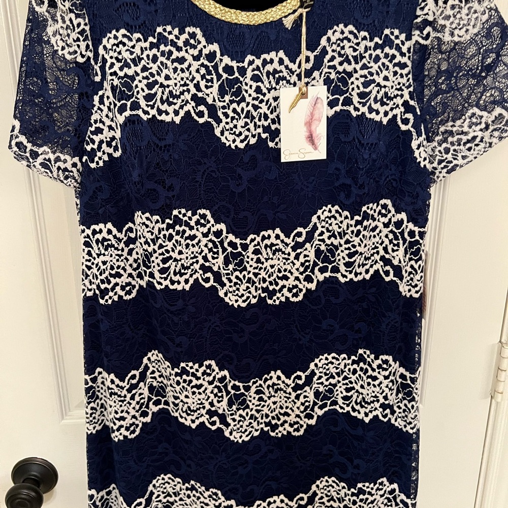 NWT Jessica Simpson lace Dark blue with white lacing
